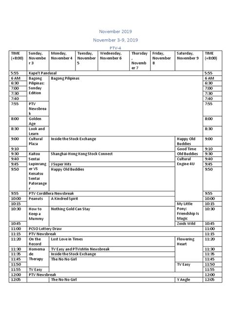 ptv 4 program schedule